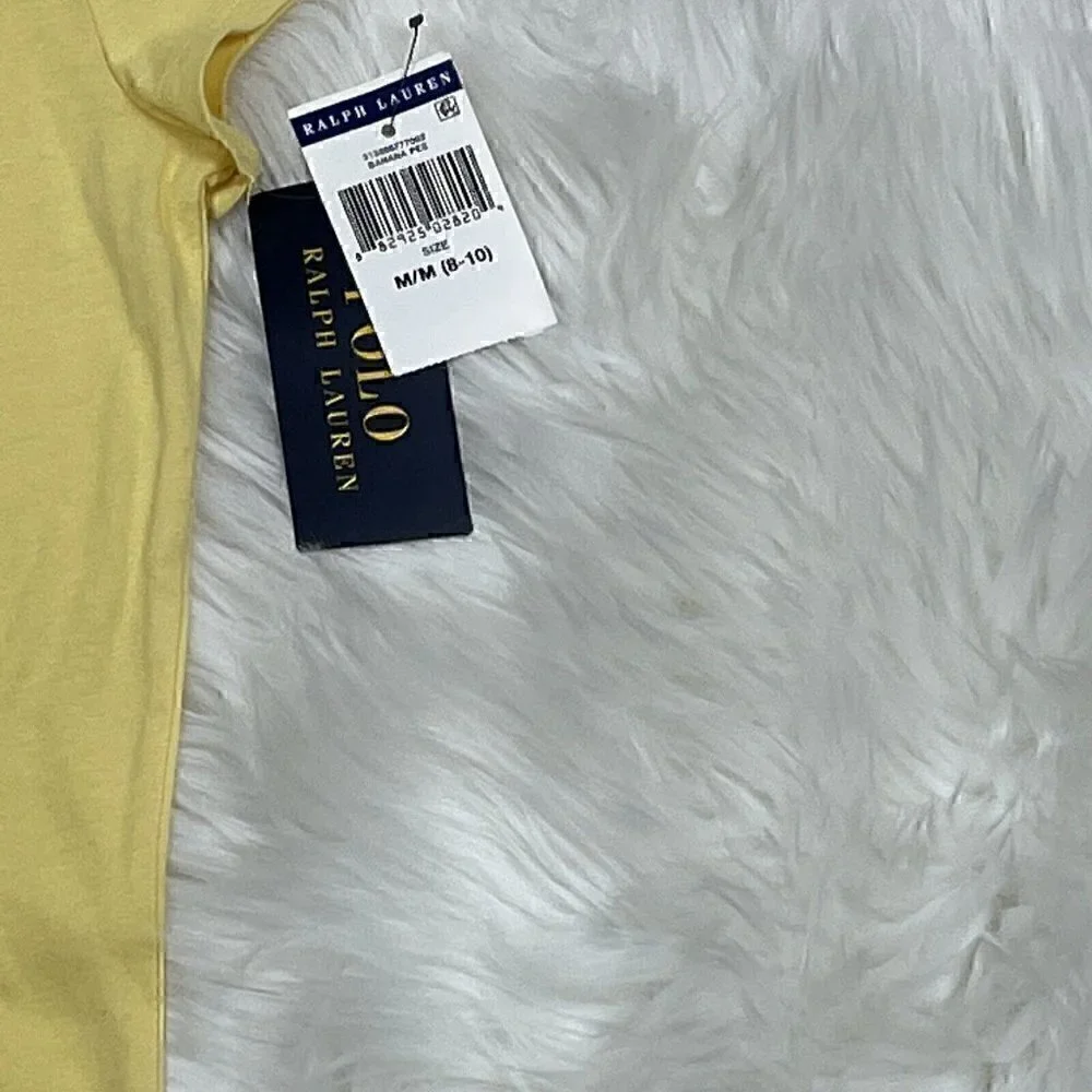 NEW Polo Ralph Lauren Polo Bear T-Shirt Girls Medium 8/10 Yellow Banana Peel